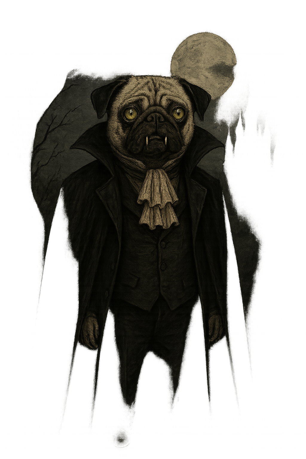 Vampire Pug in the Moonlight